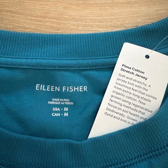 Eileen Fisher Pima Cotton Stretch Jersey Box-Top Dragonfly M - Picture 2 of 8